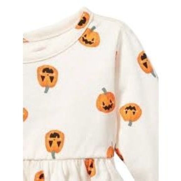GAP Old Navy Infant Baby 3-6 Months Long-Sleeve Pumpkin Printed Drop-Waist Dress - Picture 3 of 6